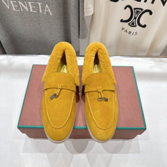 LP 25S SUMMER CHARMS WALK LOAFERS IN YELLOW SUEDE AND FLEECE