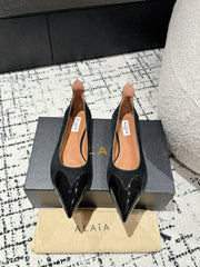 ALAIA PUMP 1 CM IN BLACK SUEDE MIX BLACK CALFSKIN