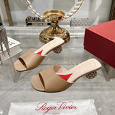 CRYSTAL HEEL MULE IN CAMEL BROWN CALFSKIN