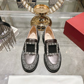 VIV' RANGERS LOAFERS IN SILVER ACCENTS TWEED EMBELLISHED BUCKLE
