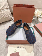 FLAT SHOES 25 IN DARK BLUE MESH FABRIC