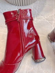 VIV' PODIUM BOOTIES IN RED GLOSSY LAMBSKIN