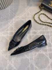 FLAT PUMP 2 CM IN BLACK PATENT CALFSKIN