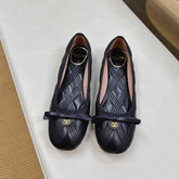 VLTN CLASSIC BALLET FLATS 25S IN BLACK CALFSKIN WITH BOW
