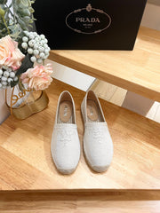 PRA ESPADRILLES LOAFERS CREAMY WHITE LINEN FABRIC