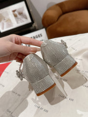 MINI TRES VIVIER STRASS BUCKLE BABIES BALLERINAS IN BEIGE CALFSKIN FULLY EMBELLISHED CRYSTALS