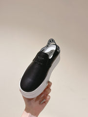 THICK-SOLED ELASTIC BACKLESS SHOES BLACK SHINY CALFSKIN