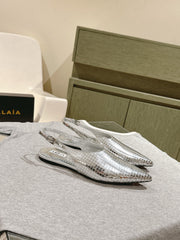 ALAIA SLINGBACK 25S IN SILVER PATENT LEATHER