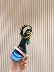 YSL 25S HIGH-HEEL SANDALS 100 MM IN MULTICOLOR SATIN STYLE 2