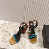 YSL 25S HIGH-HEEL SANDALS 100 MM IN MULTICOLOR SATIN STYLE 1