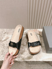 BALENCIAGA 25S SCHOLL SLIDES IN BLACK PU LEATHER WITH SILVER HARDWARE