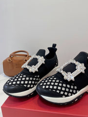 VIV' RUN SNEAKERS IN BLACK AND WHITE TECHNICAL FABRICS TRASS BUCKLE