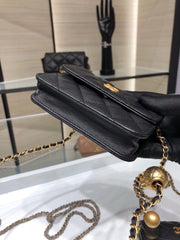MINI FLAP BAG 12 IN BLACK QUILTED LAMBSKIN GOLD HARDWARE