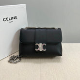 MEDIUM VICTOIRE BAG 25 IN BLACK SUPPLE CALFSKIN SILVER HARDWARE