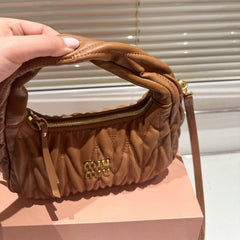 WANDER MATELASSÉ NAPPA HOBO BAG 23 IN CARAMEL BROWN LAMBSKIN