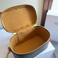 VANITY 18 IN BLACK TRIOMPHE CANVAS AND BROWN CALFSKIN GOLD HARDWARE