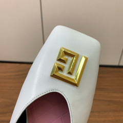 BALMAIN 25S FLAT EDEN SLINGBACKS IN WHITE CALFSKIN