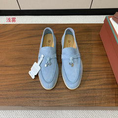 LP LOAFERS 25S IN SKY BLUE CASHMERE WITH SILVER HARDWARE