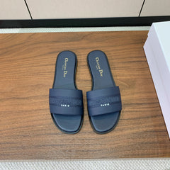 DIOR 25S DWAY SLIDE IN DEEP NAVY BLUE CALFSKIN