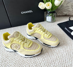CC SNEAKER IN LIGHT YELLOW WOOL TWEED AND SUEDE