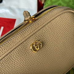 MARMONT MINI SHOULDER BAG 18 IN BUFF BEIGE CALFSKIN GOLD HARDWARE