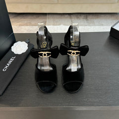 HIGH SANDAL OPEN TOE IN BLACK VELVET