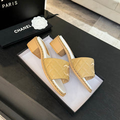 HIGH FLATFORM SLIPPER IN DIJON YELLOW EMBOSSED SHEEPSKIN