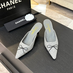 HIGH HEEL MULE 65 MM IN DOVE GRAY FELT COTH