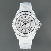 J12 Date Automatic White Ceramic Black Numerals White Dial