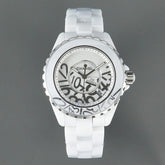 J12 Date 38mm Automatic White Ceramic Stainless Graffiti Limited