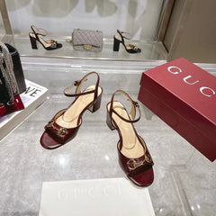 GG SLINGBACK IN BURGUNDY RED CALFSKIN