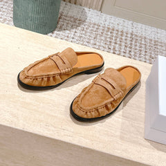 YSL 25S LOAFER MULE IN CARAMEL SUEDE