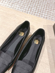 YSL 25S SAINT LAURENT POPPY BALLET FLATS IN BLACK SILK