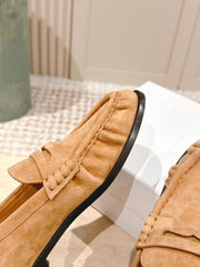 YSL 25S SAINT LAURENT LOAFERS IN BROWN SUEDE WITH SMALL LOGO