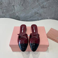 CAP TOE MULES RUBY COLOR SHEEPSKIN