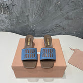 CARAMEL HIGH HEEL WITH AZURE BLUE STRAPS