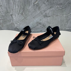 BALLET FLAT SHOES BLACK GLOSSY SHEEPSKIN