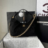 CHANEL 25S HOBO BAG 33 IN BLACK SUEDE GOLD HARDWARE