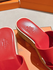HM 25S HIGH WEDGE SANDALS IN RED LAMBSKIN STYLE 35