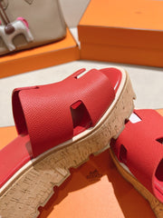 HM 25S HIGH WEDGE SANDALS IN RED LAMBSKIN STYLE 35