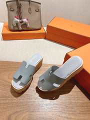 HM 25S HIGH WEDGE SANDALS IN LIGHT GREY LAMBSKIN STYLE 13