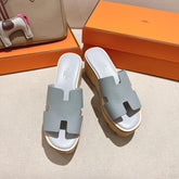 HM 25S HIGH WEDGE SANDALS IN LIGHT GREY LAMBSKIN STYLE 13