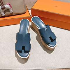 HM 25S HIGH WEDGE SANDALS IN DEEP SLATE BLUE LAMBSKIN STYLE 16