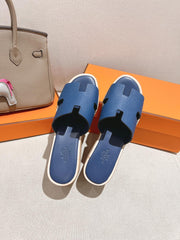 HM 25S HIGH WEDGE SANDALS IN DARK STEEL BLUE LAMBSKIN STYLE 18