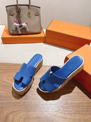 HM 25S HIGH WEDGE SANDALS IN COBALT BLUE LAMBSKIN STYLE 20