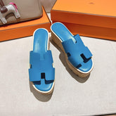 HM 25S HIGH WEDGE SANDALS IN BLUE LAMBSKIN STYLE 12