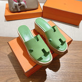 HM 25S HIGH WEDGE SANDALS IN LIGHT GREEN LAMBSKIN STYLE 1