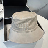 MM BUCKET IN CREAM WHITE VELVET WITH LOGO