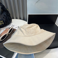 MM BUCKET IN CREAM WHITE VELVET WITH LOGO