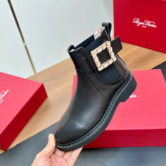 RANGERS CHELSEA BOOTS IN BLACK SMOOTH CALFSKIN CRYSTAL BUCKLE